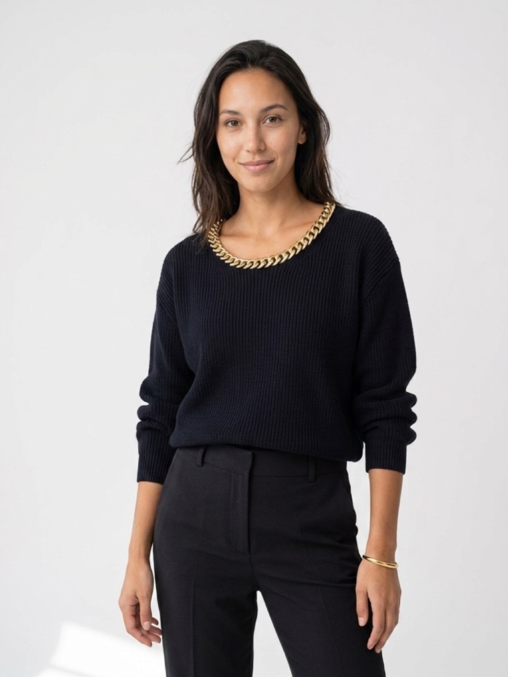 Black and Gold Chain Blythe Sweater Hyacinth House Size M